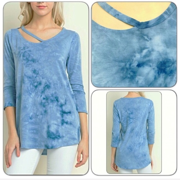 Soft TieDye Strappy Collar Tunic Top SM - Picture 7 of 7